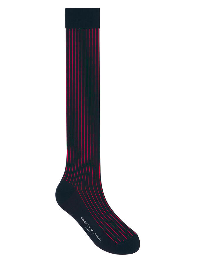 Calzini lunghi a righe MULTISTRIPE BLU & ROSSO RUBINO | Acquista Online Andrea Mariani Firenze